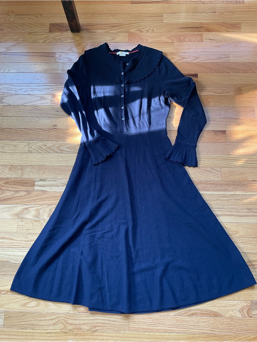 Boden Navy Scallop-Collar Midi Dress